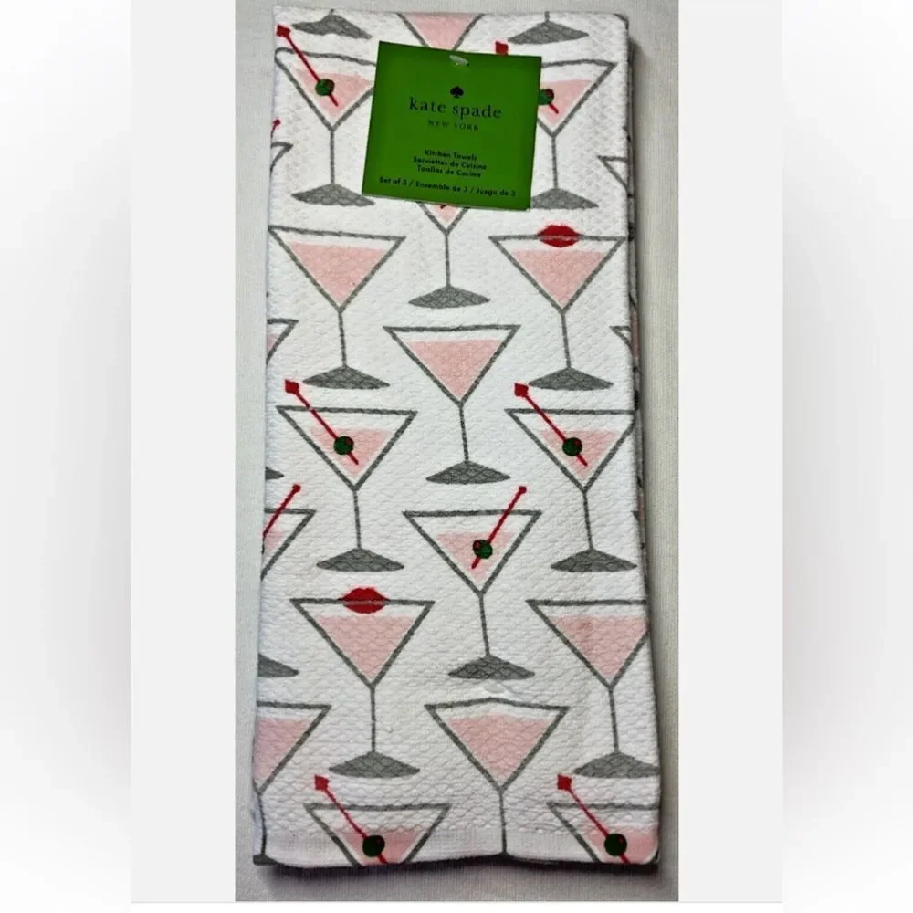Kate Spade Dish Towels Set of Three in Martini Print!